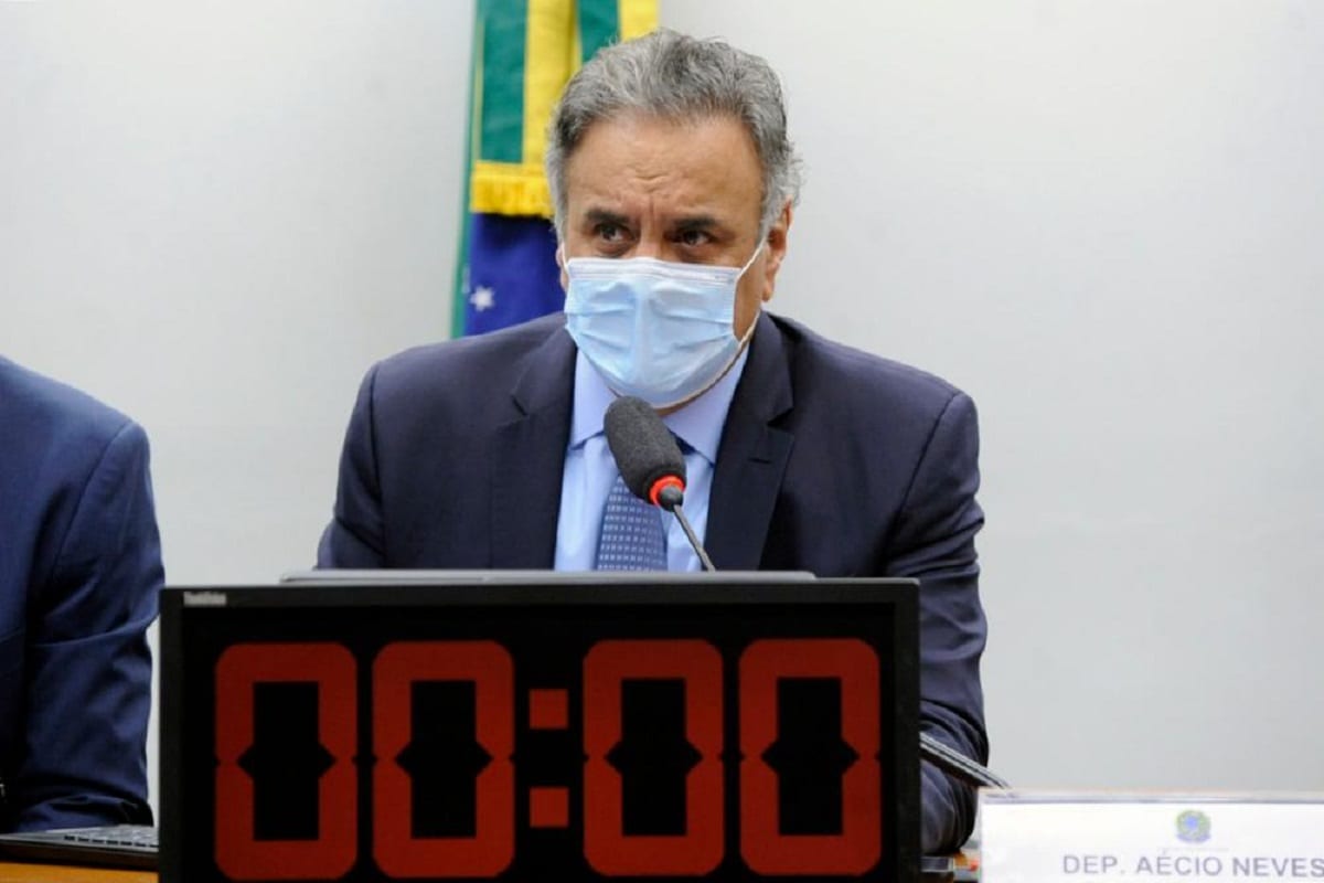 Presidente da CREDN na Câmara dos Deputados, Aécio Neves, durante reunião deliberativa, Brasília, 28 de abril de 2021 [Gustavo Sales/Câmara dos Deputados]