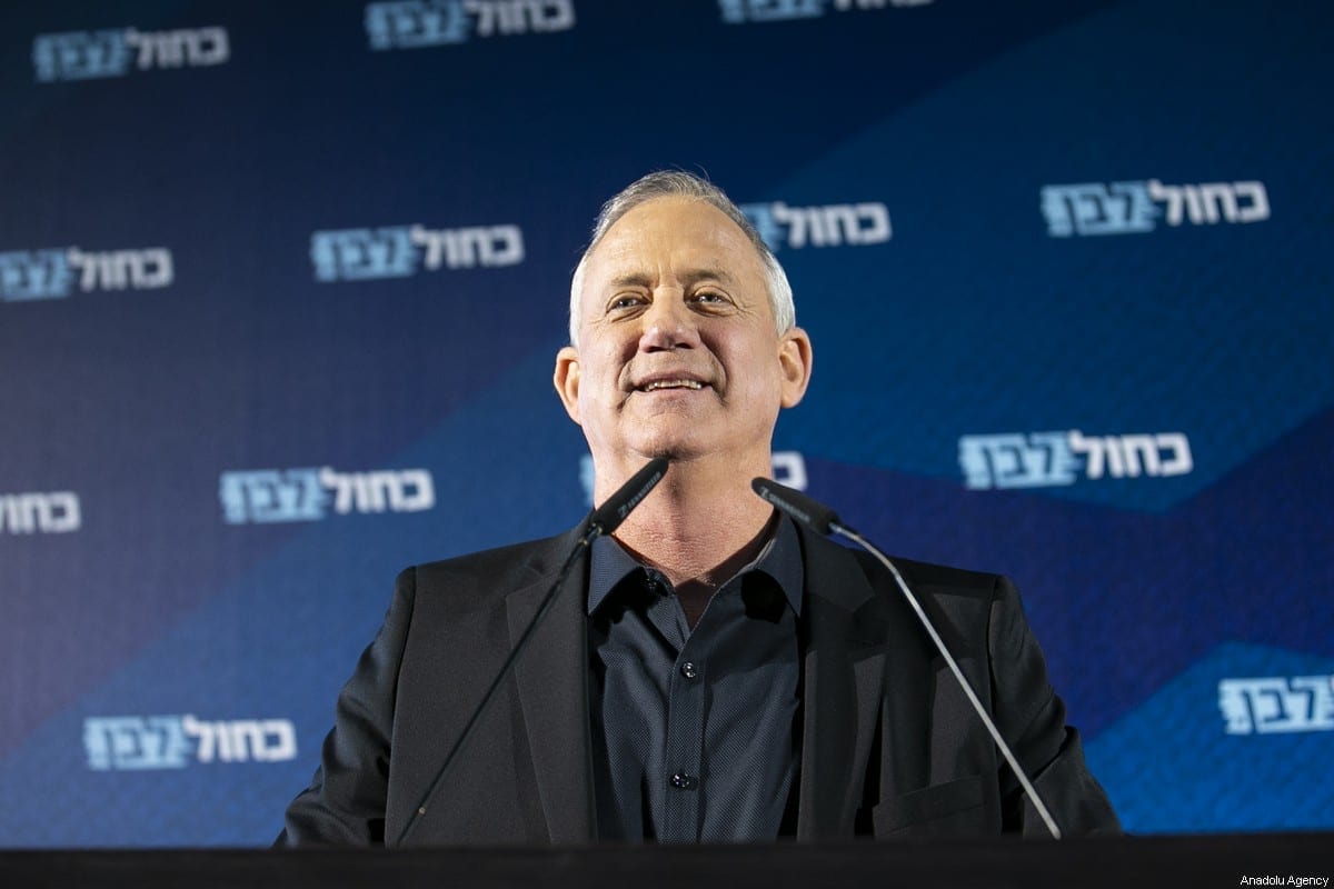 Ministro da Defesa de Israel Benny Gantz, em 18 de fevereiro de 2020 [Mostafa Alkharouf/Agência Anadolu]