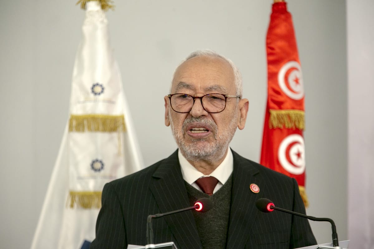 Rached Ghannouchi, presidente do parlamento tunisiano e líder do movimento Ennahda, em Túnis, Tunísia, 12 de janeiro de 2021 [Yassine Gaidi/Agência Anadolu]