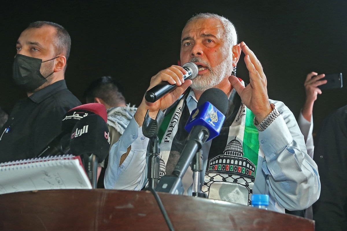 Chefe do gabinete político do Hamas, Ismail Haniyeh na capital, Doha, em 15 de maio de 2021 [Karim Jaafar/ AFP via Getty Images]