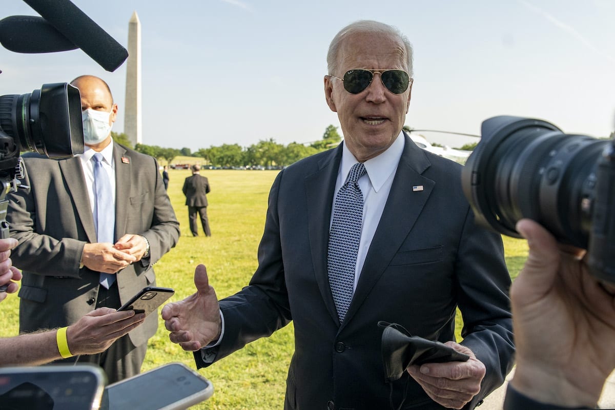 O Presidente dos EUA Joe Biden em Washington, D.C., Estados Unidos, na terça-feira, 25 de maio de 2021. [Tasos Katopodis/UPI/Bloomberg via Getty Images].
