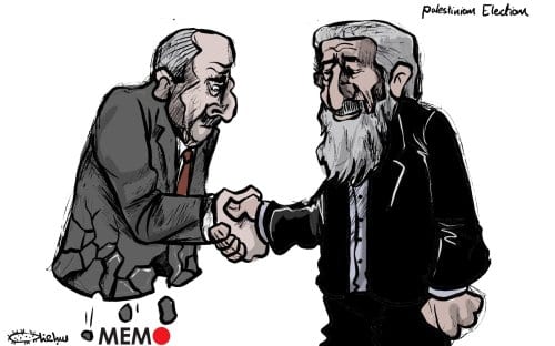 AP e Hamas devem estabelecer 'governo de unidade nacional' - Cartoon [Sabaaneh / Monitor do Oriente Médio]