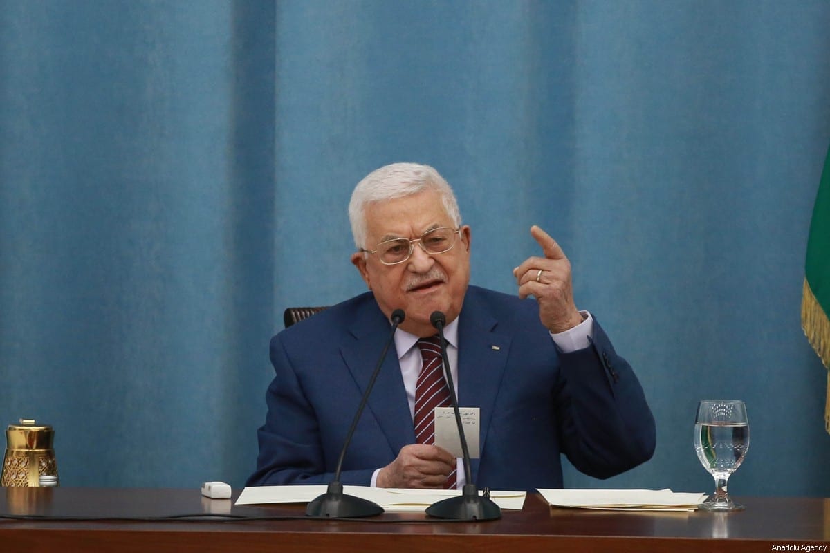 Presidente palestino Mahmoud Abbas em Ramallah, Cisjordânia, em 12 de maio de 2021 [Issam Rimawi/Agência Anadolu]
