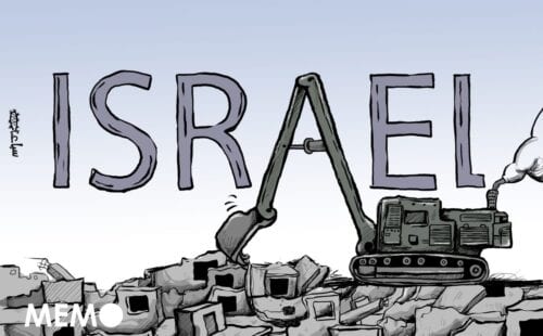 Israel continua a demolir casas palestinas - Cartoon [Sabaaneh/ Monitor do Oriente Médio]