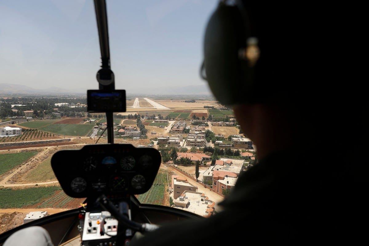 Força aérea libanesa decolou da base aérea militar no Vale do Bekaa, em 1º de julho de 2021 [Joseph Eid/AFP/Getty Images]
