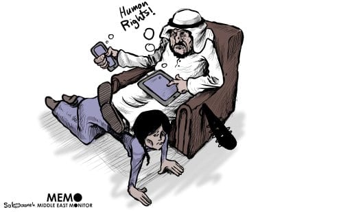 Empregadas sendo abusadas no Oriente Médio - Cartoon [Monitor do Oriente Médio/Sabaaneh]