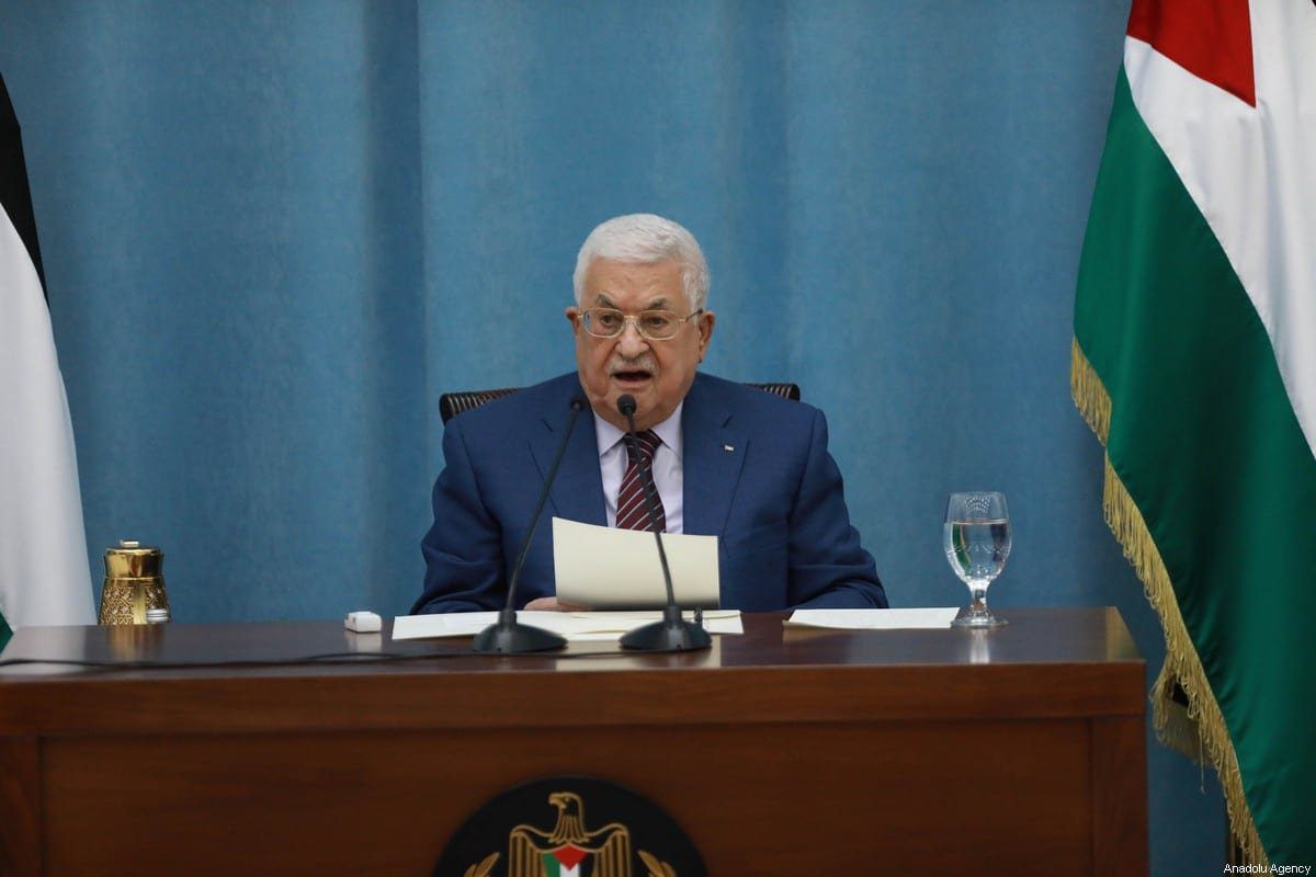 Presidente da Autoridade Palestina Mahmoud Abbas em Ramallah, Cisjordânia ocupada, 12 de maio de 2021 [Issam Rimawi/Agência Anadolu]
