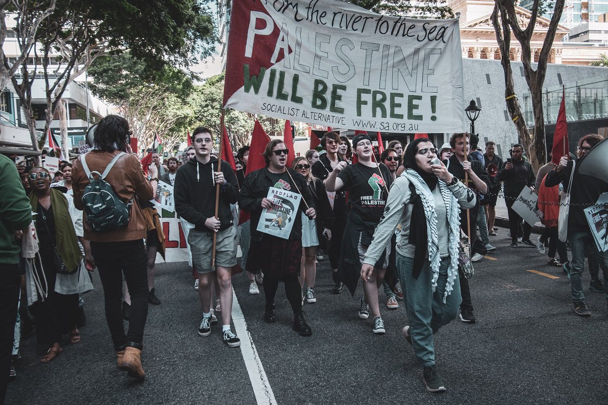 “Do Rio ao Mar, a Palestina será livre”. Manifestação em solidariedade à Palestina em Brisbane, Austrália, em 22 de maio de 2021 [Adli Wahid/Unsplash]
