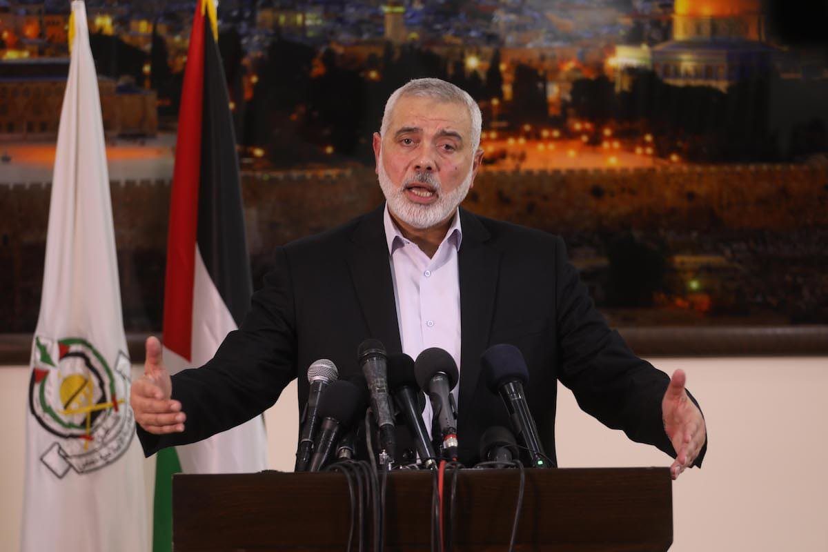 Ismail Haniyeh em coletiva de imprensa na Faixa de Gaza, 10 de novembro de 2019 [Mohammed Asad/Monitor do Oriente Médio]

