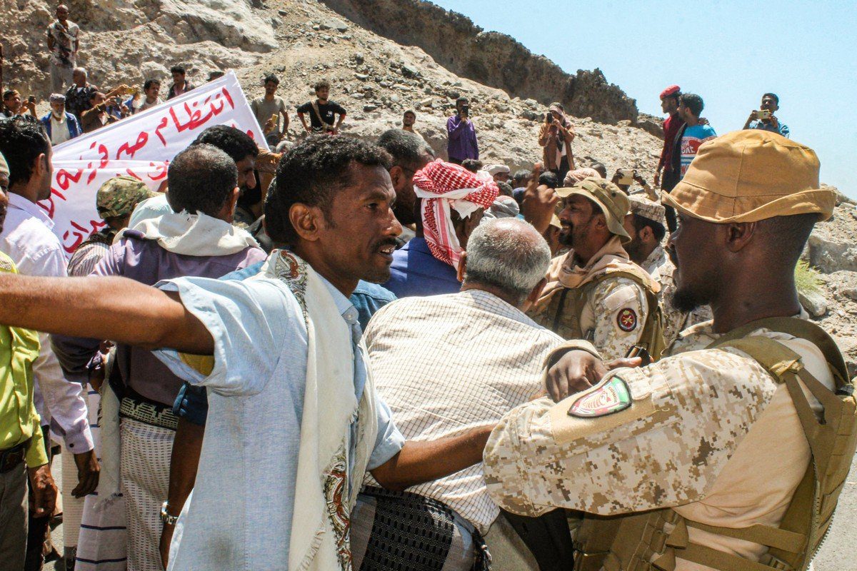 Protesto em Aden, Iêmen, 16 de março de 2021 [SALEH AL-OBEIDI/AFP/Getty Images]
