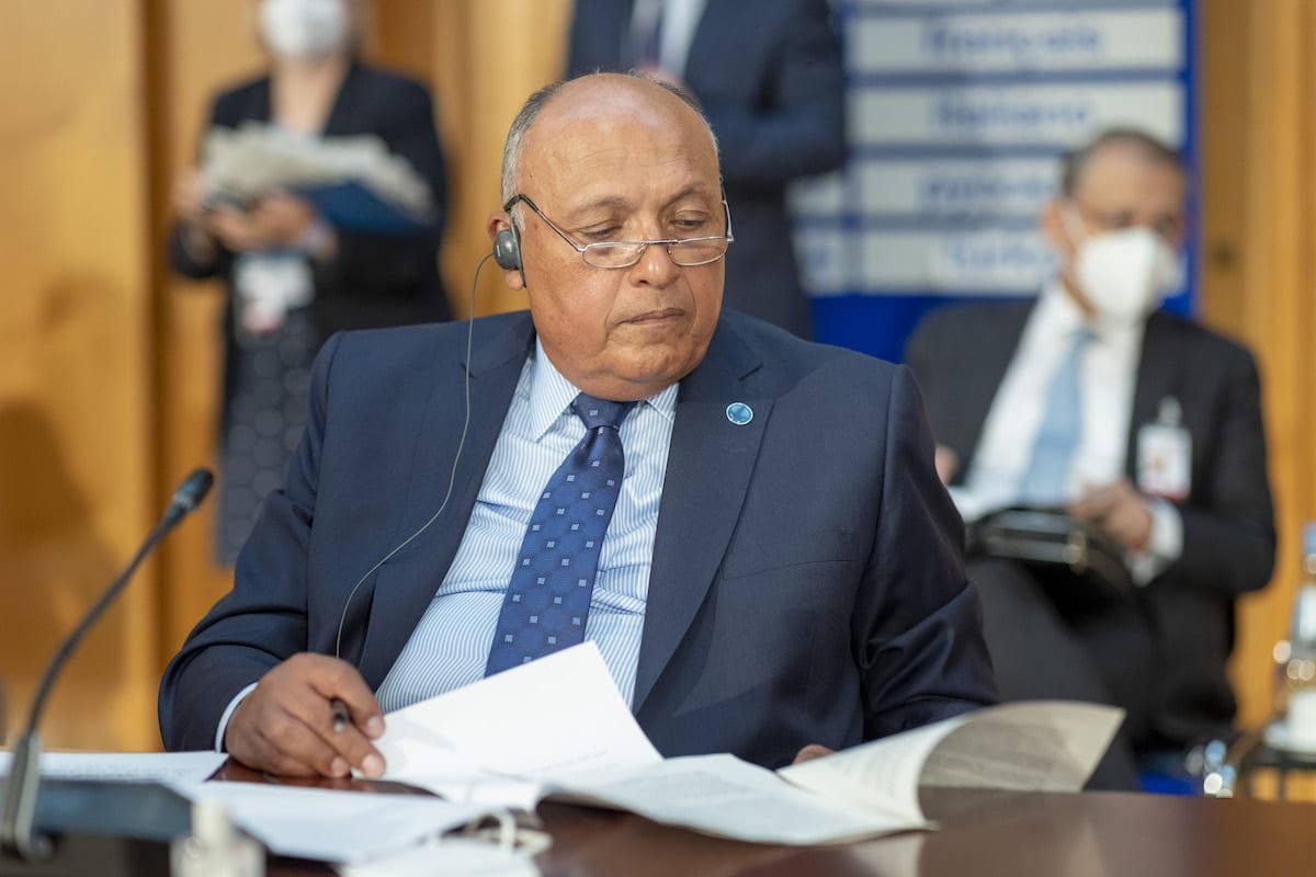 Ministro de Relações Exteriores do Egito Sameh Shoukry, 23 de junho de 2021 [Thomas Imo/Agência Anadolu]
