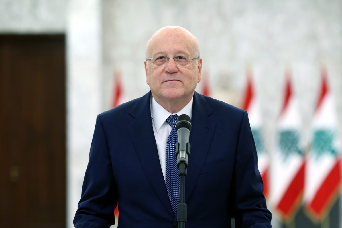 Primeiro-Ministro do Líbano Najib Mikatin, em Beirute, 2 de agosto de 2021 [Presidência do Líbano/Agência Anadolu]
