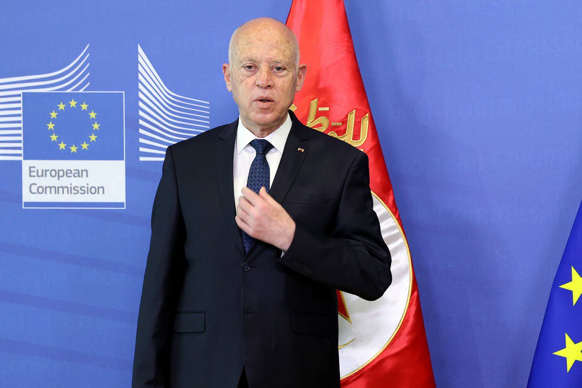 Presidente da Tunísia Kais Saied em Bruxelas, Bélgica, 4 de junho de 2021 [Dursun Aydemir/Bloomberg/Getty Images]
