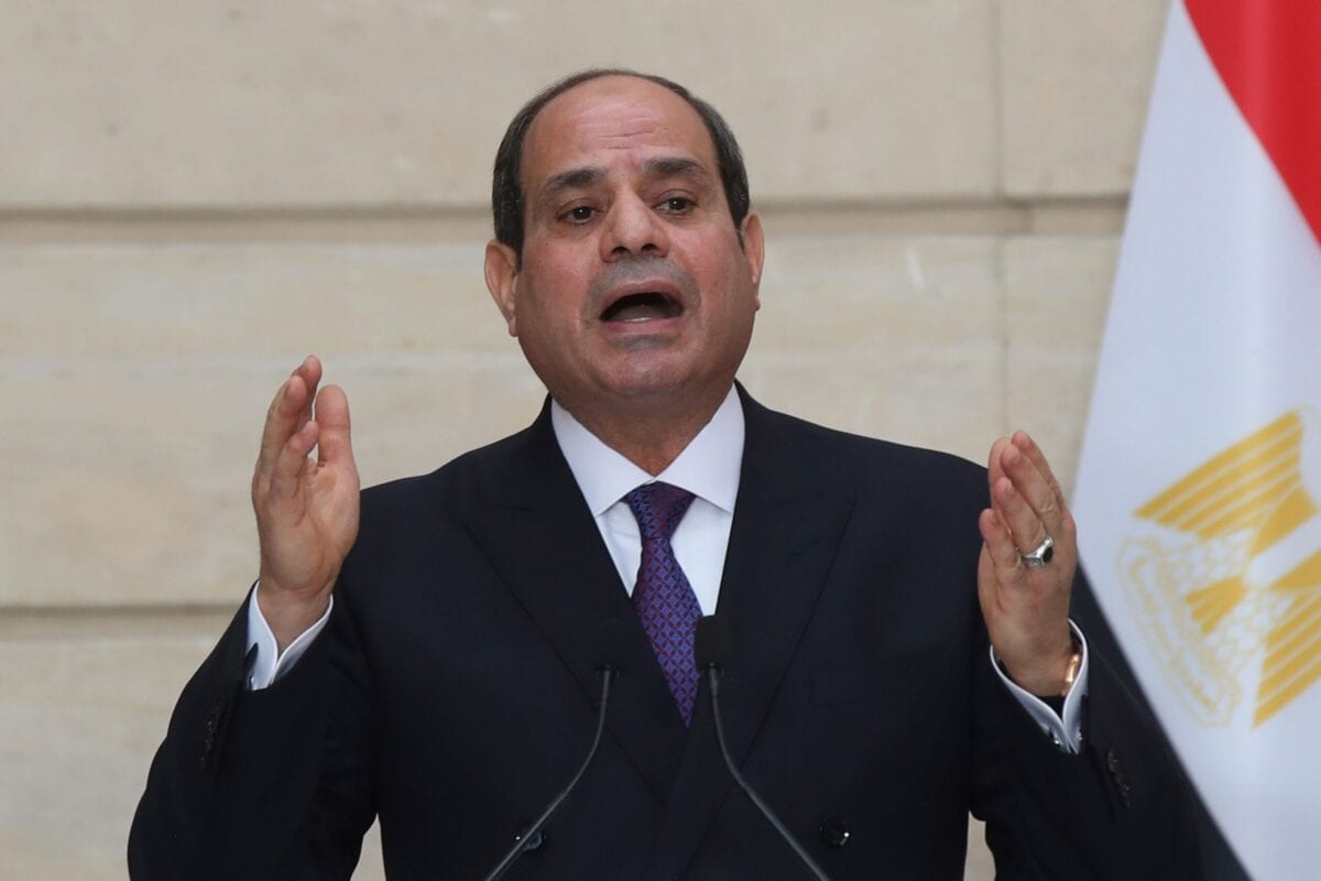 Presidente do Egito Abdel Fattah el-Sisi durante coletiva de imprensa, em 7 de dezembro de 2020 [MICHEL EULER/AFP via Getty Images]
