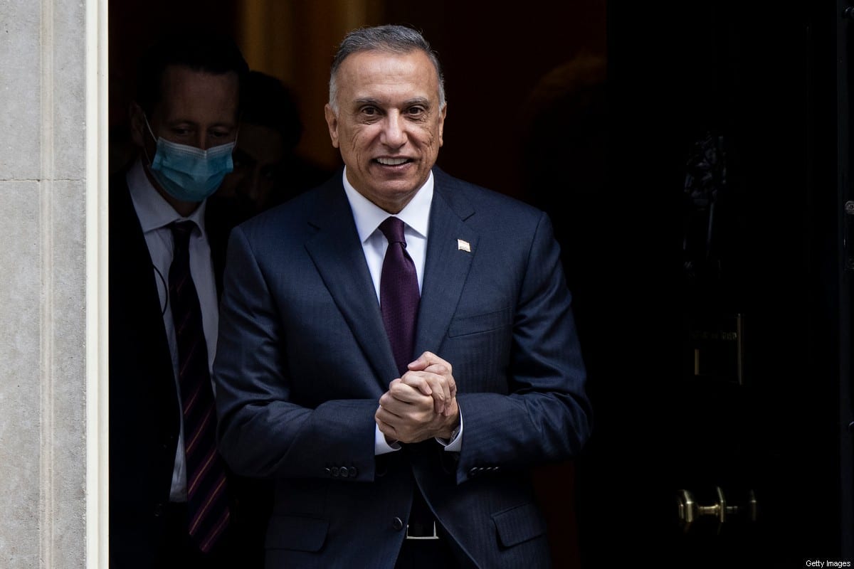 Primeiro-ministro iraquiano Mustafa Al-Kadhimi, em 22 de outubro de 2020, em Londres, Inglaterra [Dan Kitwood/Getty Images]