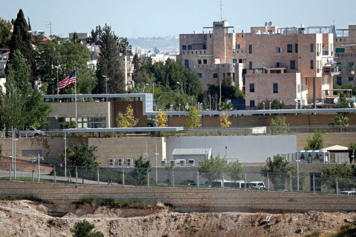 Consulado dos EUA em Jerusalém, em 30 de abril de 2018 [Thomas Coex/AFP via Getty Images]
