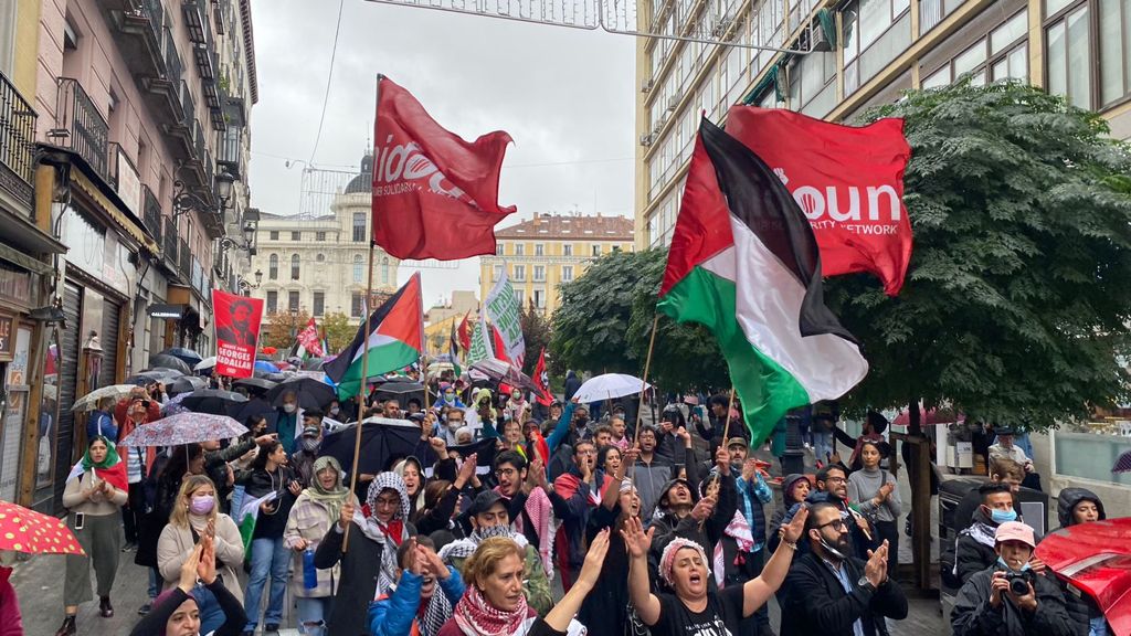 Manifestação para condenar o caminho de Oslo e clamar por Palestina livre, em Madri, Espanha, 31 de outubro o de 2021 [Divulgação/Masar Badil]
