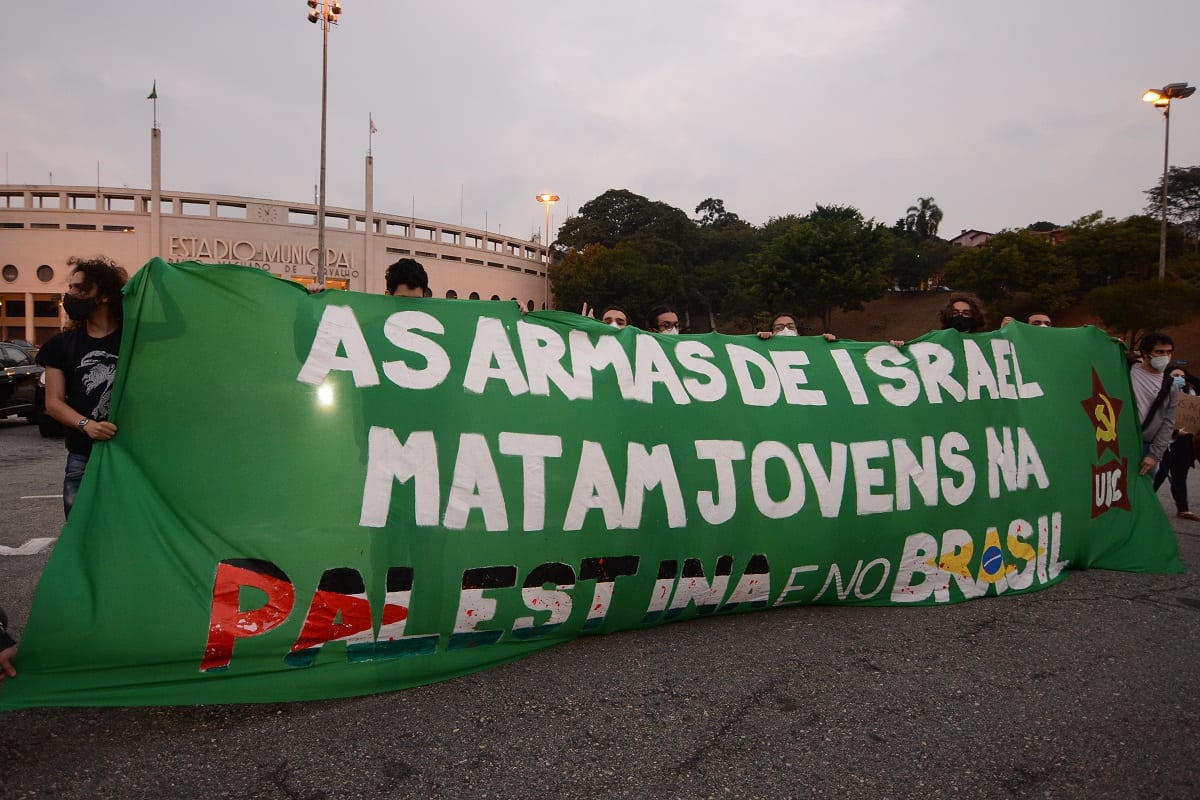 Presença da UJC na carreata em solidariedade ao povo palestino, em São Paulo, 15 de maio de 2021 [Lina Bakr/Monitor do Oriente Médio]
