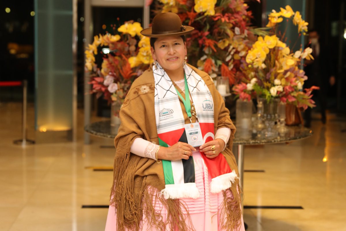 Virginia Velasco Condori, senadora boliviana na Conferência dos Parlamentares por Jerusalém, dia 30 de novembro de 2021, em Ancara, na Turquia [Monitor do Oriente Médio]