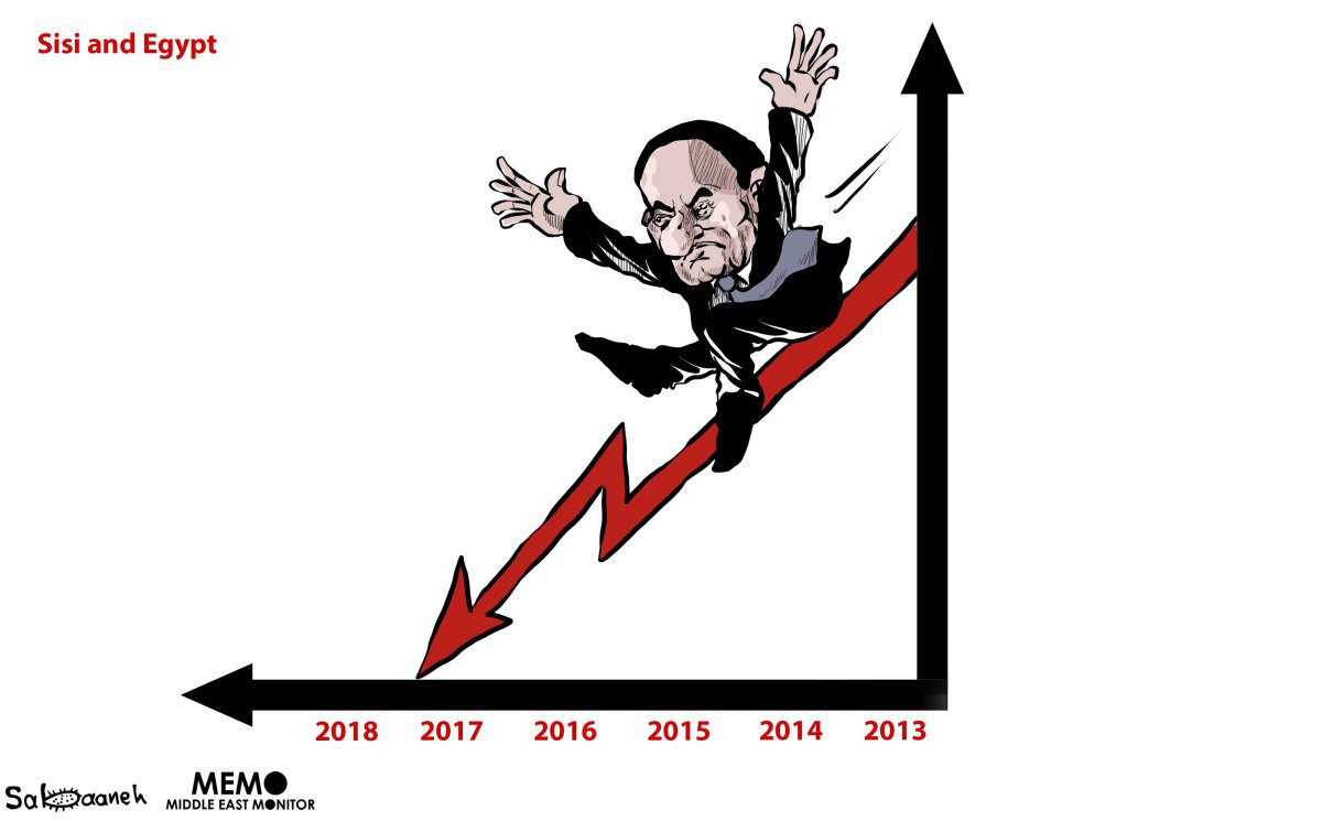 A popularidade de Sisi está diminuindo - Charge [Sabaaneh / Monitor do Oriente Médio]