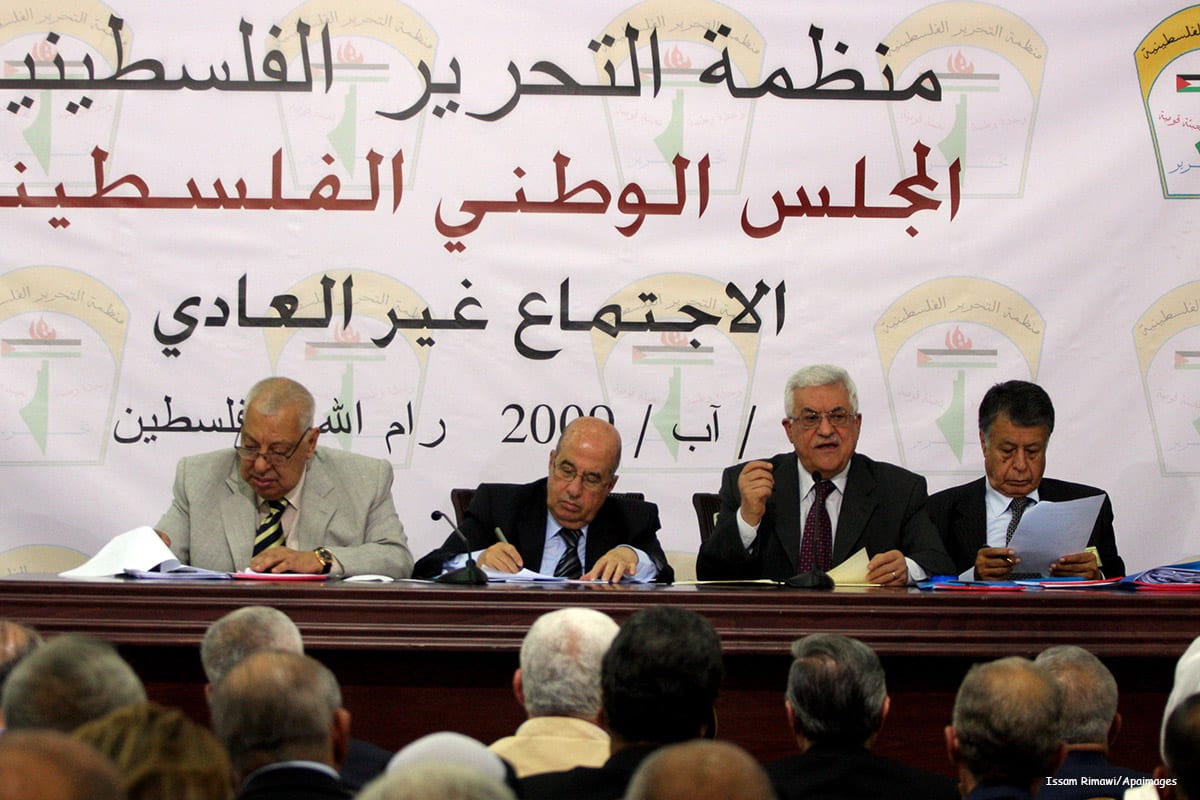 A reunião do Conselho Nacional Palestino na cidade de Ramallah, na Cisjordânia [Issam Rimawi/Apaimages]
