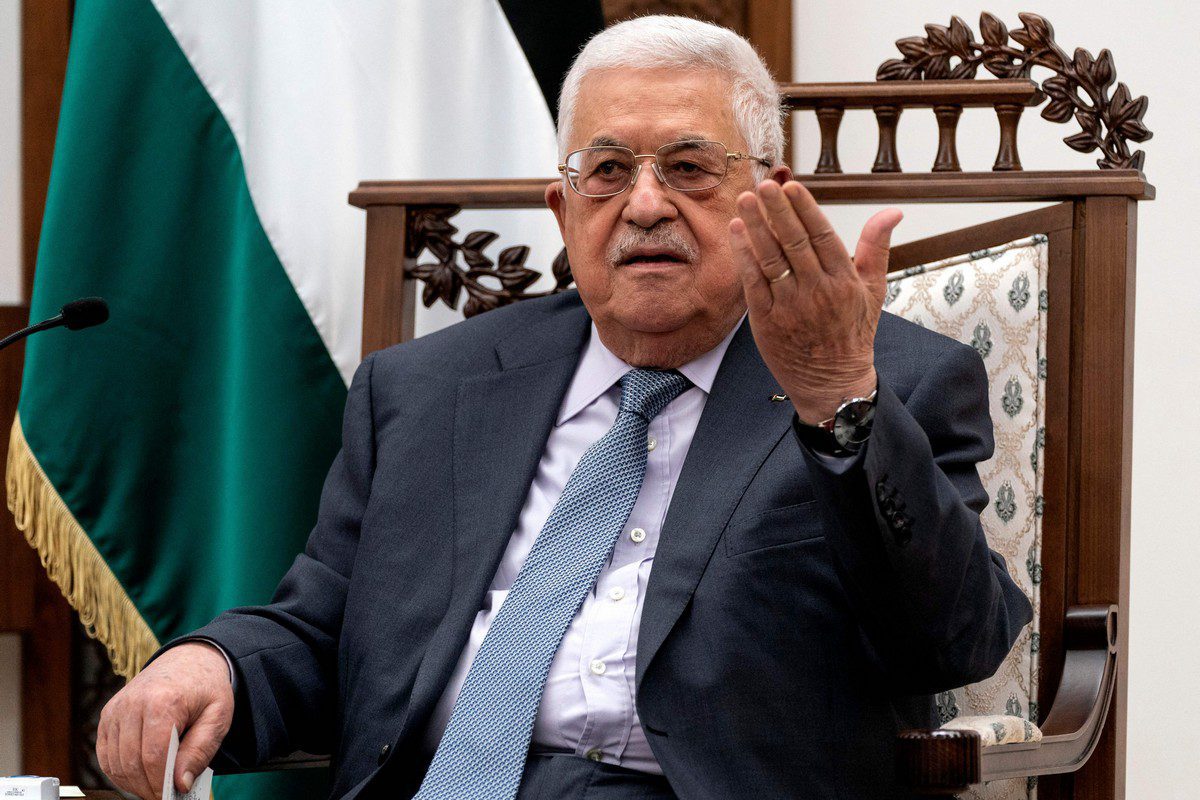 Presidente palestino, Mahmud Abbas, na Cisjordânia, 25 de maio de 2021 [Alex Brandon/POOL/AFP/Getty Images]
