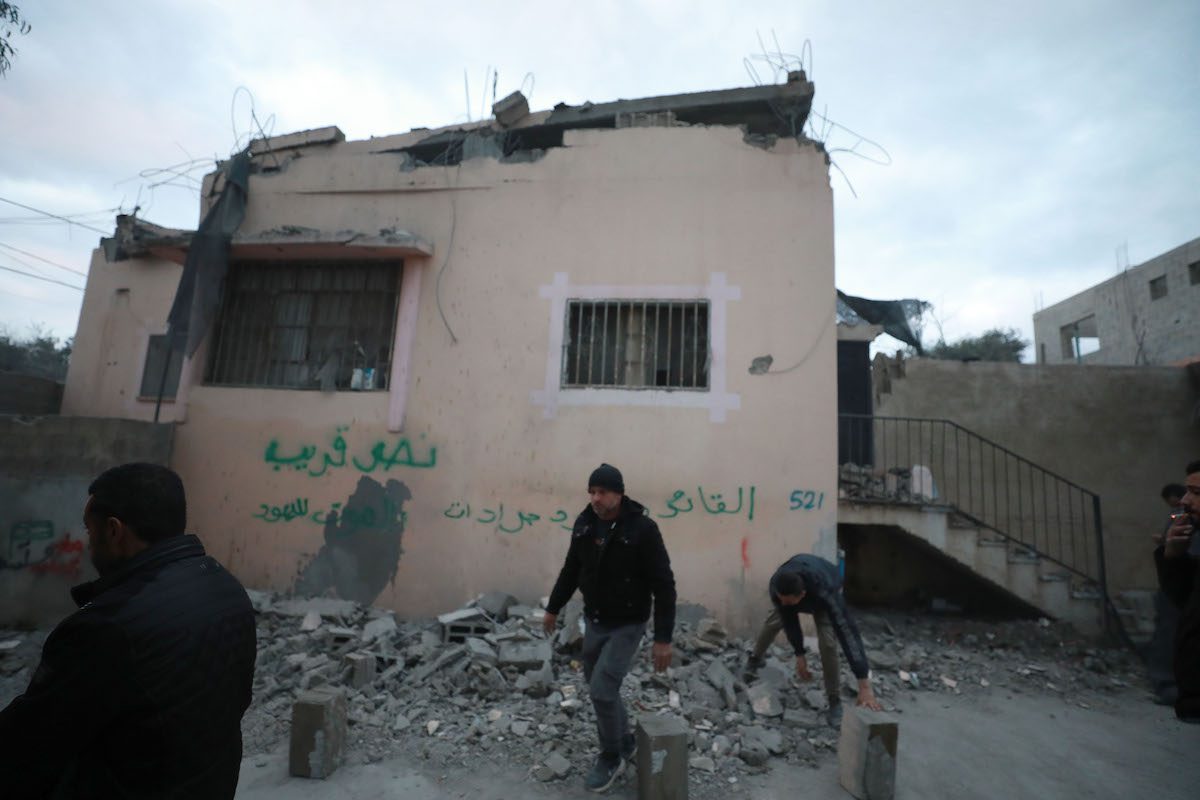 Residência do prisioneiro palestino Muhammed Jaradat, alvo de demolição das forças israelenses, em Jenin, Cisjordânia ocupada, 14 de fevereiro de 2022 [Issam Rimawi/Agência Anadolu]
