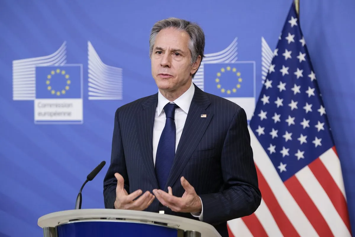 Secretário de Estado dos Estados Unidos, Antony Blinken, em Bruxelas, Bélgica, em 4 de março de 2022 [Thierry Monasse/Agência Anadolu]
