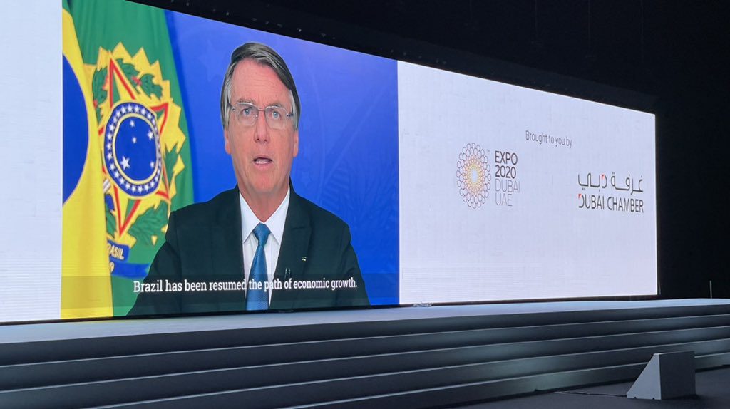 O presidente do Brasil participou por meio de vídeo gravado do Global Business Forum Latin America nesta quarta-feira (23) [Divulgação/GBF
]