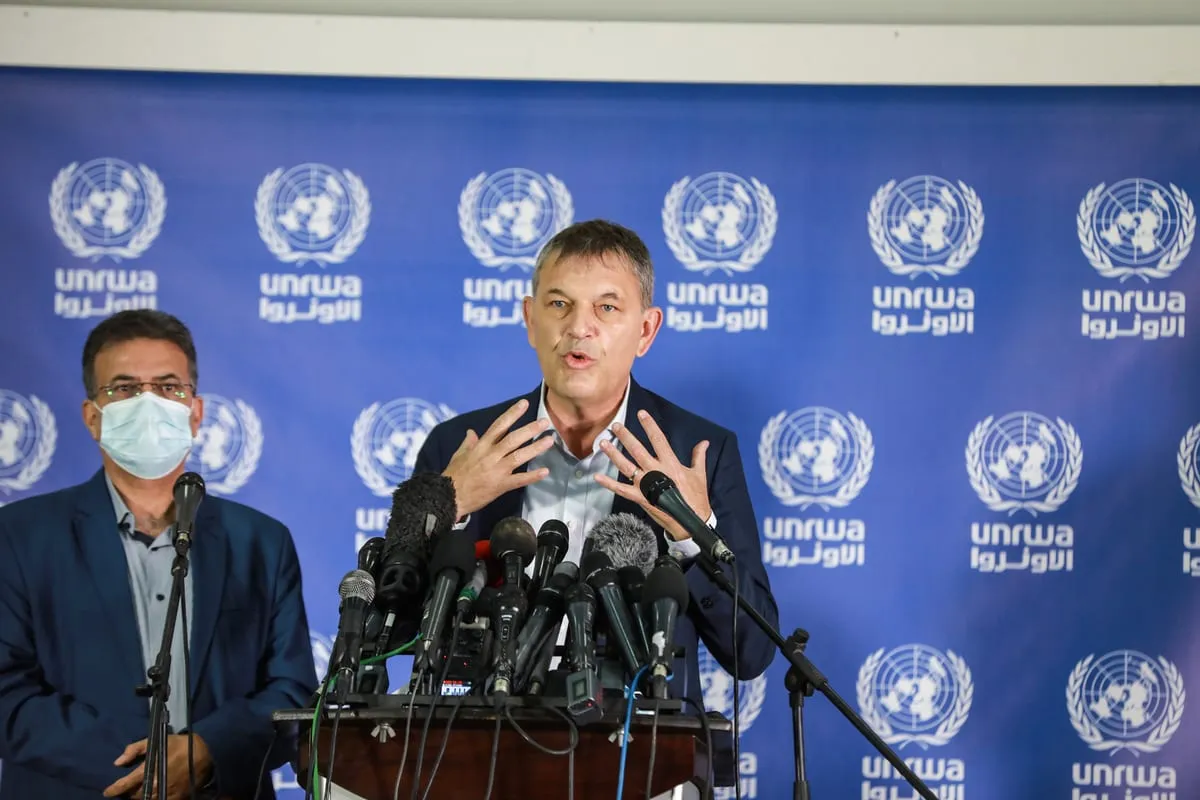 Philippe Lazzarini, comissário-geral da Agência das Nações Unidas de Assistência aos Refugiados da Palestina (UNRWA), durante coletiva de imprensa na Cidade de Gaza, 26 de novembro de 2020 [Ali Jadallah/Agência Anadolu]
