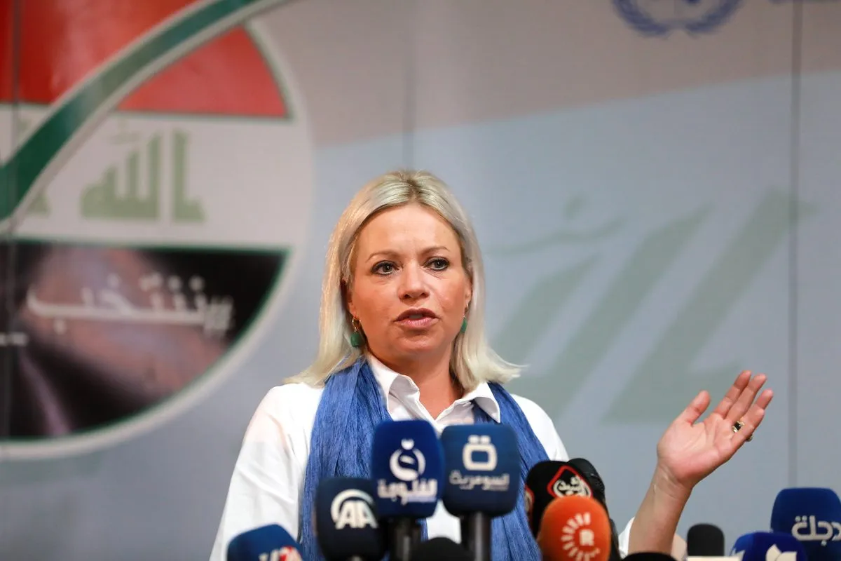 Representante Especial da ONU, Jeanine Hennis-Plasschaert, em 5 de outubro de 2021 [Murtadha Al-Sudani/Agência Anadolu]
