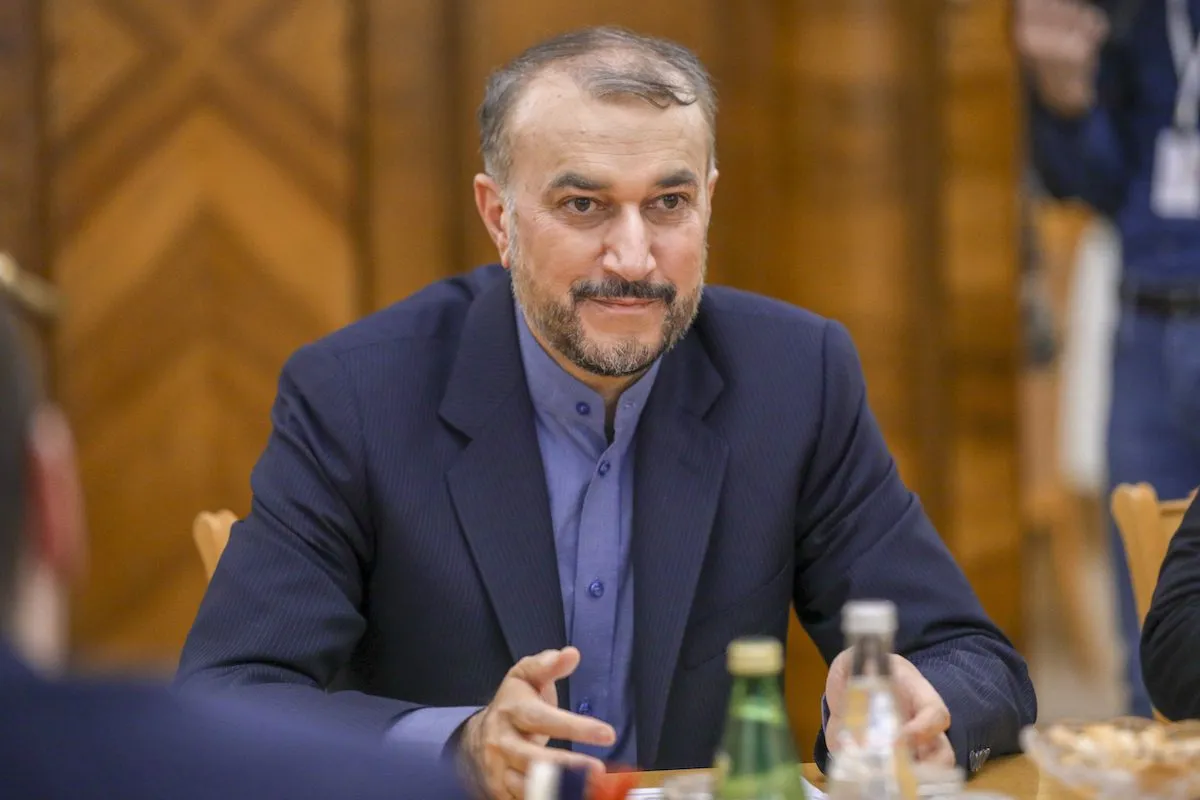 O ministro das Relações Exteriores do Irã, Hossein Amir-Abdollahian, e o ministro das Relações Exteriores da Rússia, Sergey Lavrov (não visto), se encontram em Moscou, Rússia, em 20 de janeiro de 2021 [Dışişleri Basın Servisi/Agência Anadolu]
