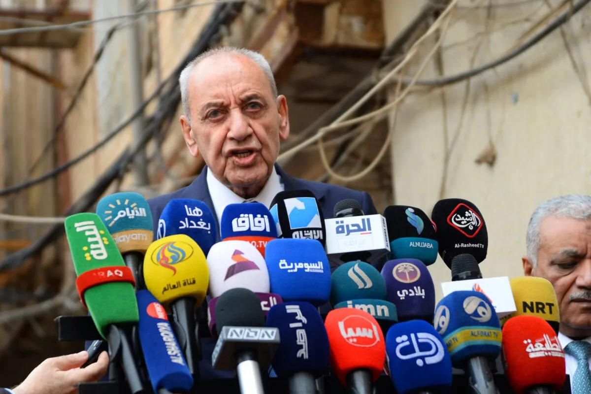 O presidente do Parlamento Libanês, Nabih Berri, em 1º de abril de 2019 [Haidar Hamdani/AFP via Getty Images]

