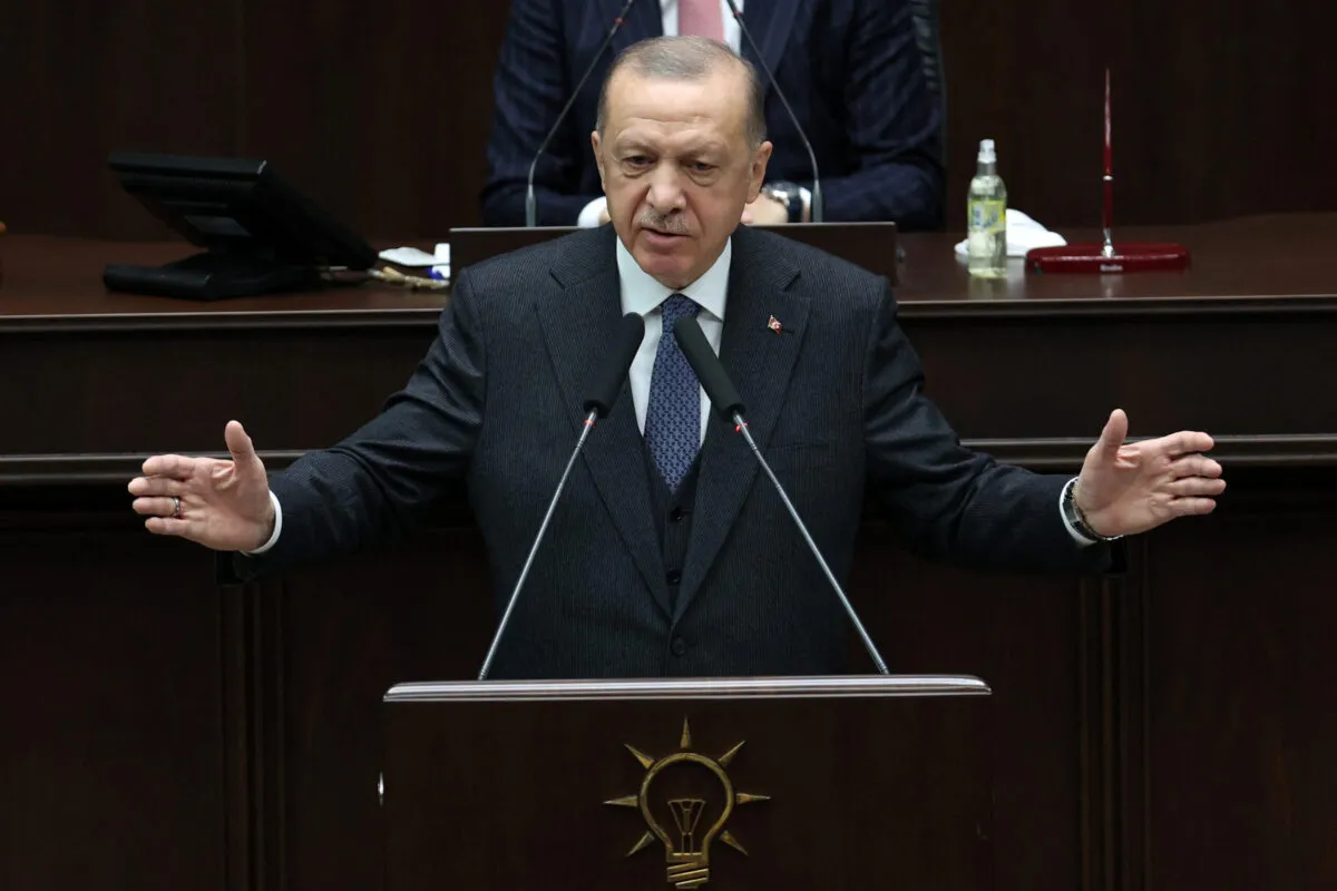 Presidente turco, Recep Tayyip Erdogan, em Ancara, Turquia, em 20 de abril de 2022 [Adem Altan/AFP via Getty Images]
