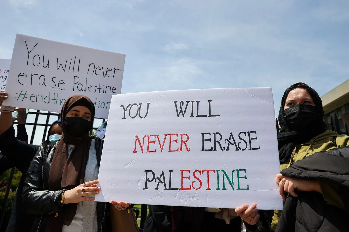 Protesto em solidariedade ao povo palestino em Brooklyn, Nova York, em 5 de maio de 2022 [Tayfun Coskun/Agência Anadolu]
