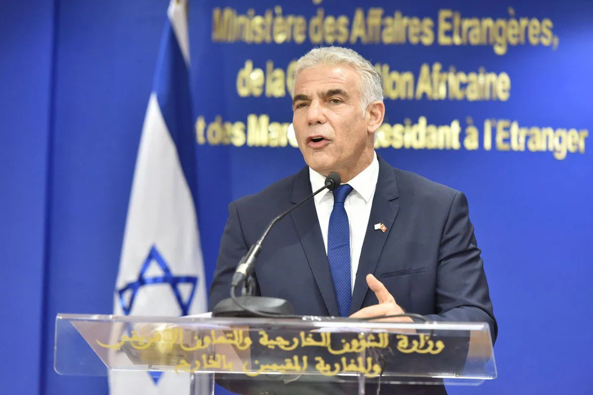 Ministro das Relações Exteriores de Israel Yair Lapid em 11 de agosto de 2021 [Agência Jalal Morchidi/Agência Anadolu]
