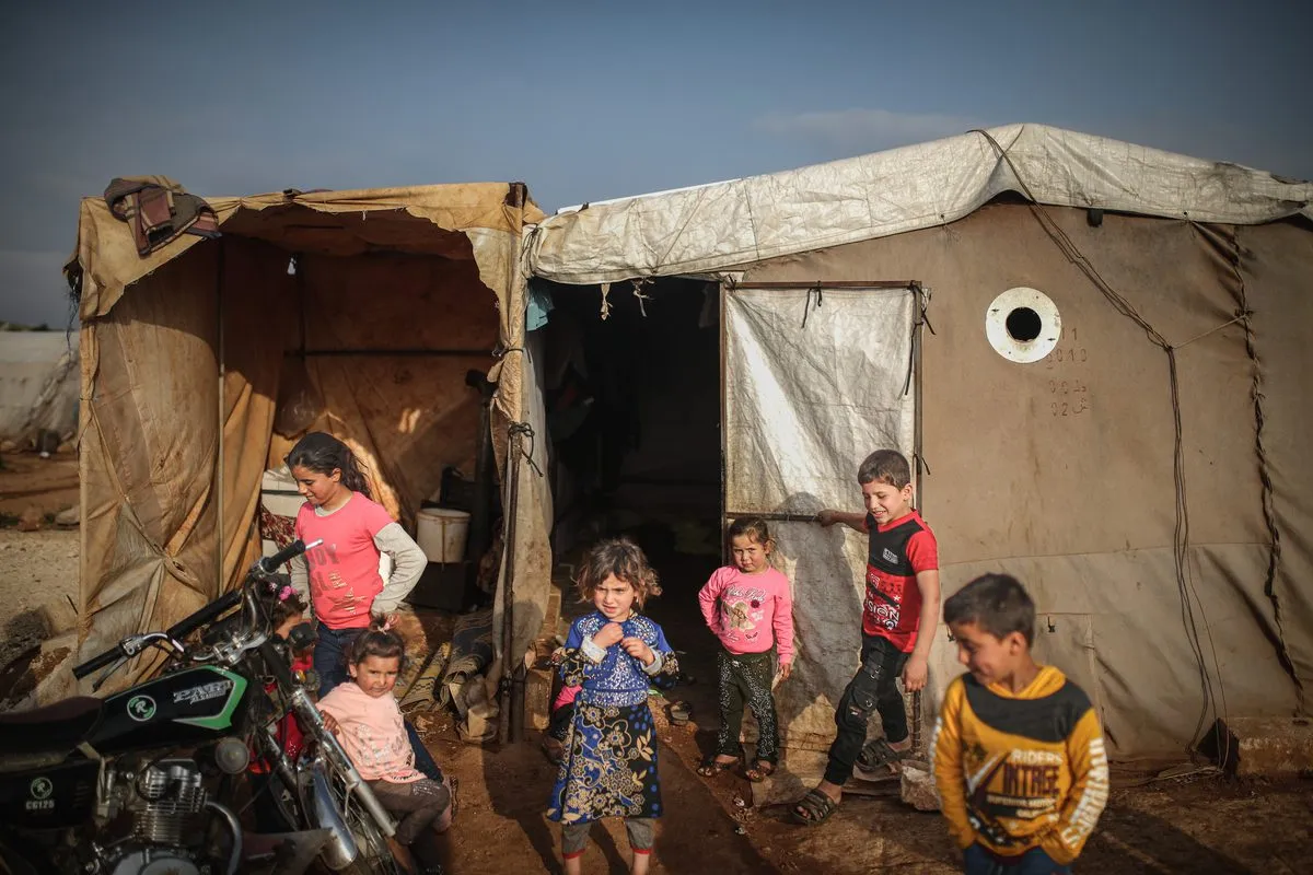 Crianças em um campo de refugiados em Idlib, norte da Síria, em 2 de maio de 2022 [Muhamned Said/Agência Anadolu]
