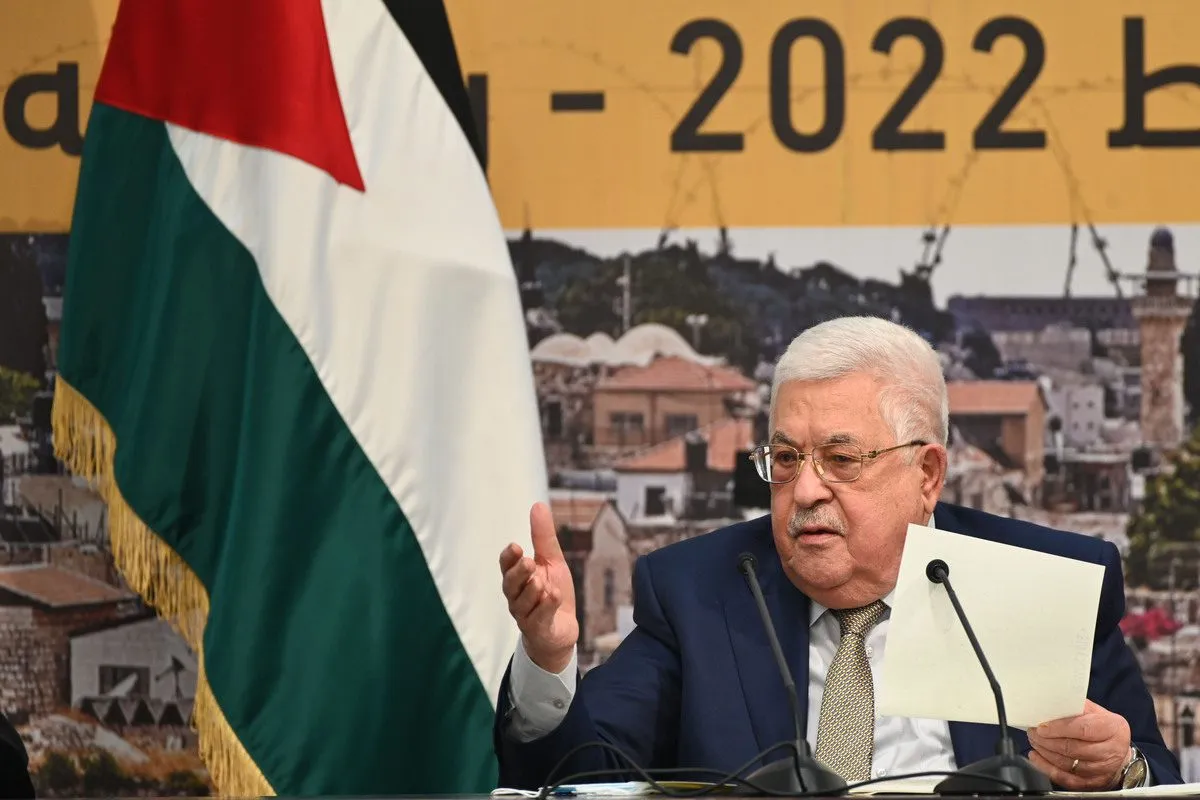 Presidente da Autoridade Palestina (AP) Mahmoud Abbas em Ramallah, Cisjordânia ocupada, 6 de fevereiro de 2022 [Presidência Palestina/Agência Anadolu]
