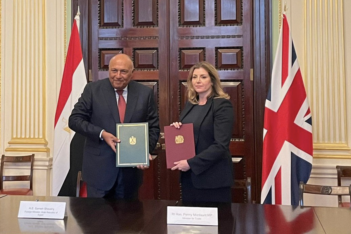 Cerimônia inaugural entre o Conselho de Associação Reino Unido-Egito e o ministro das Relações Exteriores Shoukry [@carolinehawley/Twitter]
