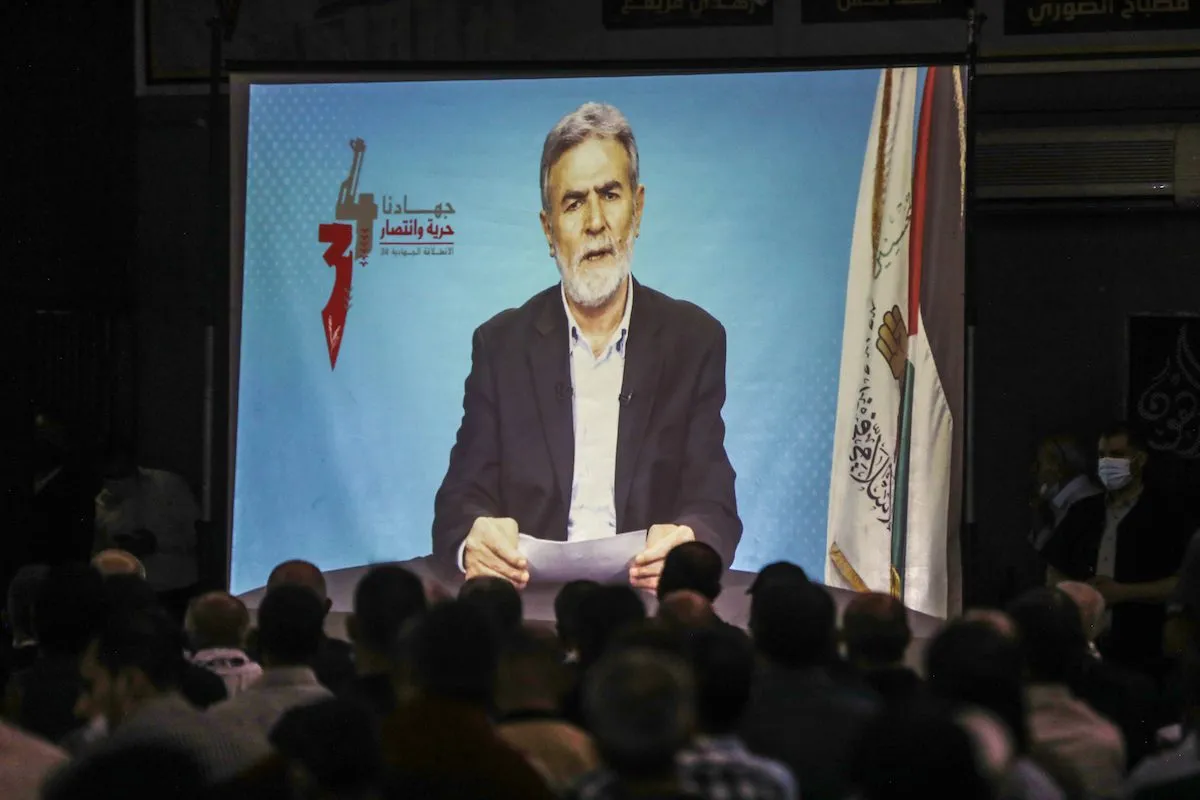 Ziyad al-Nakhalah, secretário-geral do movimento de Jihad Islâmica, na Faixa de Gaza, 6 de outubro de 2021 [Ali Jadallah/Agência Anadolu]