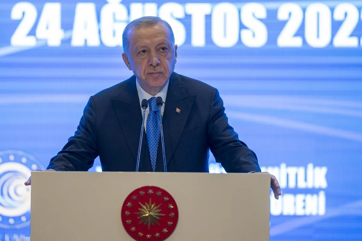 Presidente da Turquia Recep Tayyip Erdogan em Ancara, Turquia, 24 de agosto de 2022 [Ali Balikçi/Agência Anadolu]