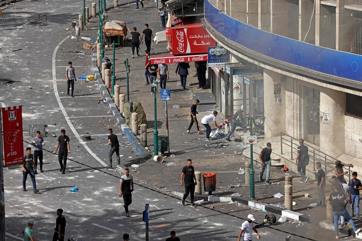 Protesto em Nablus, na Cisjordânia ocupada, em 20 de setembro de 2022 [Ronald Schemidt/AFP via Getty Images]
