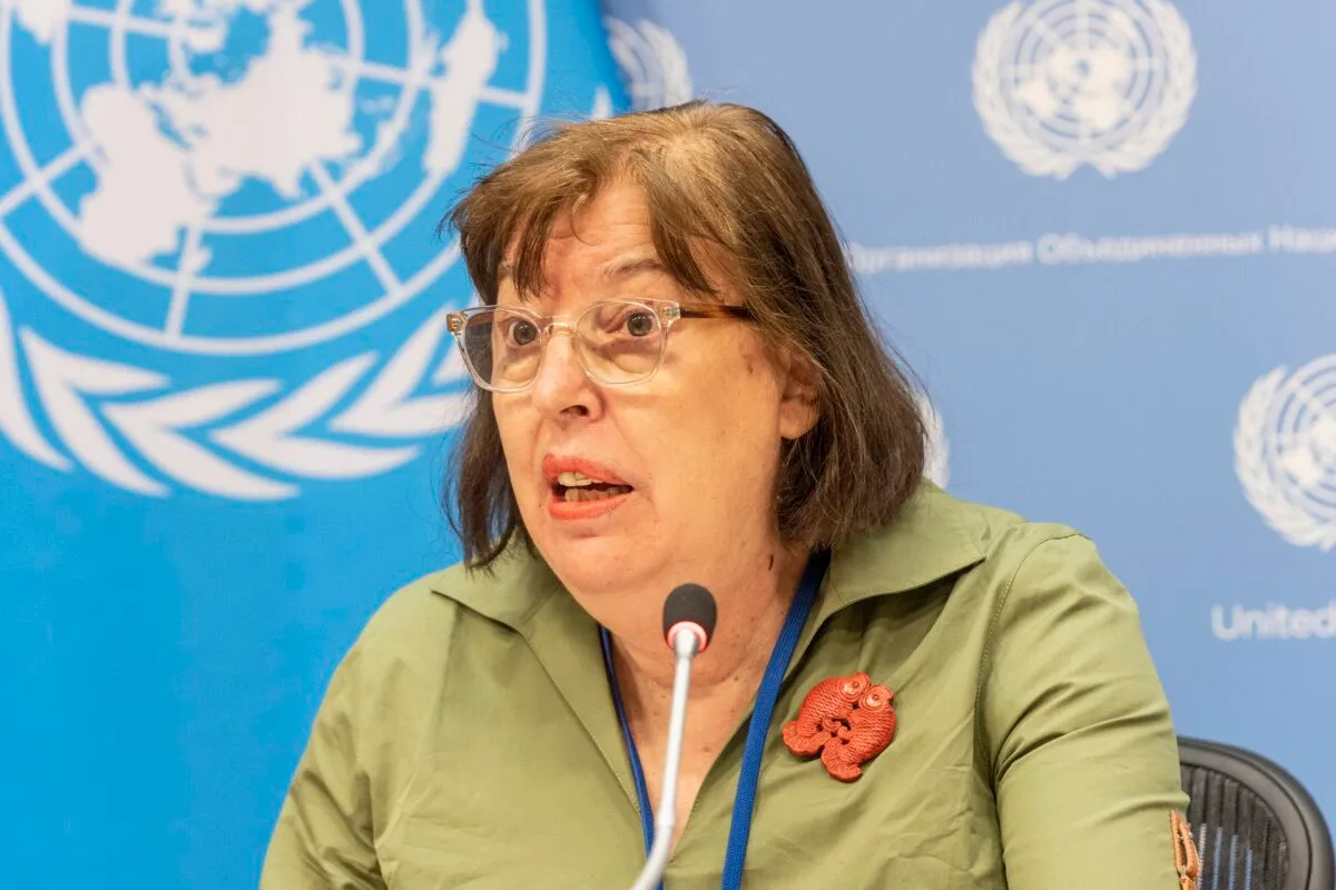 Virginia Gamba, representante especial da Secretaria-geral das Nações Unidas para a Infância e Conflitos Armados, na sede da ONU, em Nova York [Lev Radin/Pacific Press/LightRocket via Getty Images]