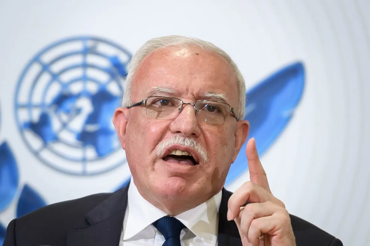 Ministro de Relações Exteriores da Autoridade Palestina (AP) Riyad al-Maliki em Genebra, Suíça, 26 de fevereiro de 2020 [Fabrice Coffrini/AFP/Getty Images]
