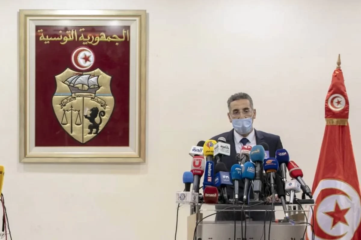 Ministro do Interior da Tunísia Taoufik Charfeddine em Tunis, Tunísia em 06 de novembro de 2020. [Yassine Gaidi - Agência Anadolu]