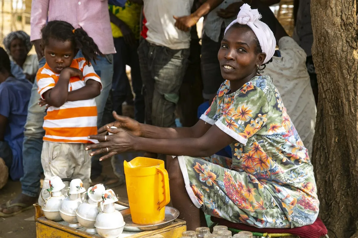 Campo de refugiados de Um Rakuba na província de al-Qadarif, no leste do Sudão, em 20 de fevereiro de 2021 [Mahmoud Hjaj/Agência Anadolu]