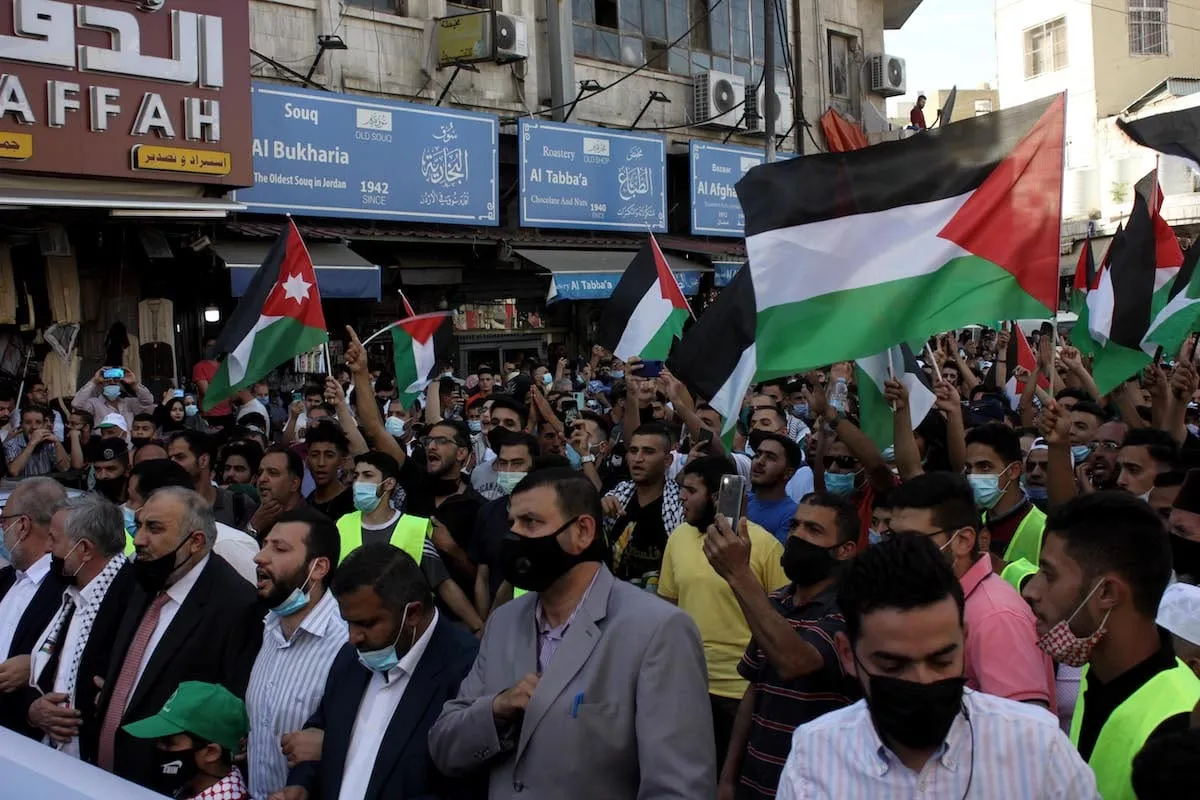 Enorme manifestação na Jordânia demonstra solidariedade aos palestinos em Amã, na Jordânia. [Laith Al-jnaidi/Agência Anadolu]
