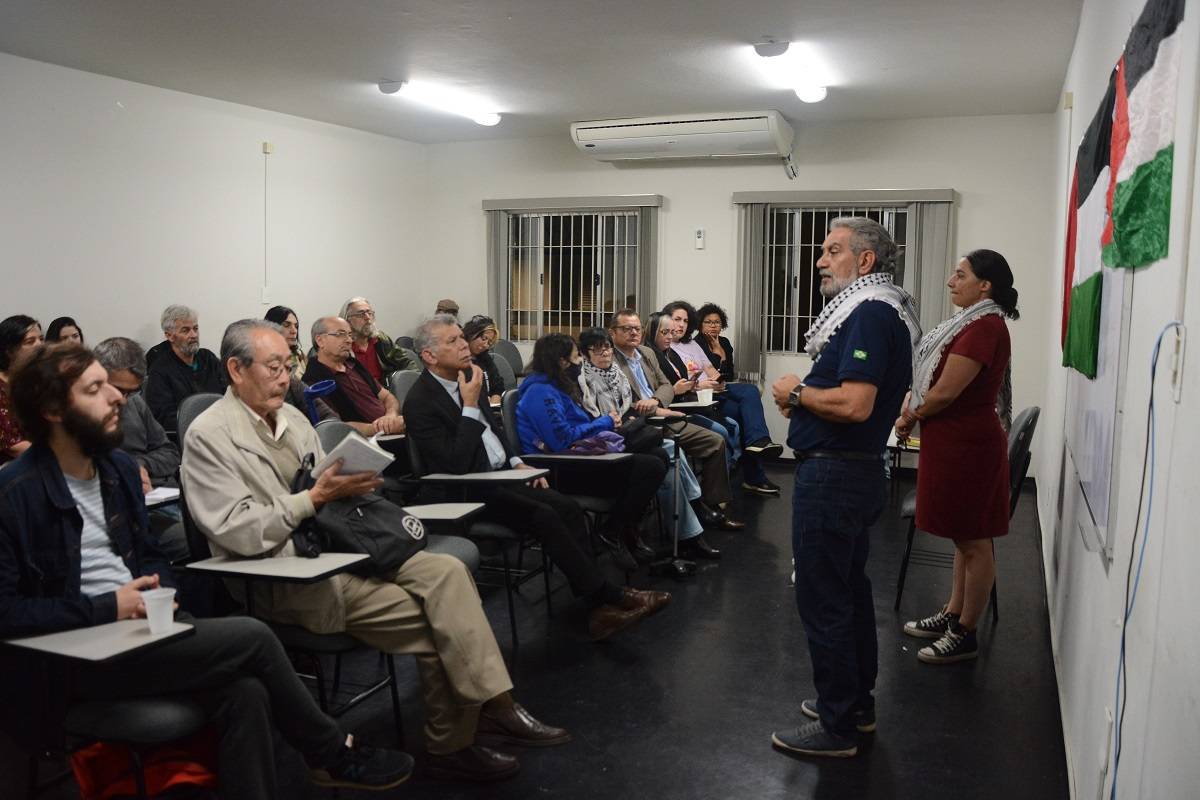 Evento convocado pela Frente em Defesa do Povo Palestino, em solidariedade a Jenin [Lina Bakr/Monitor do Oriente Médio]