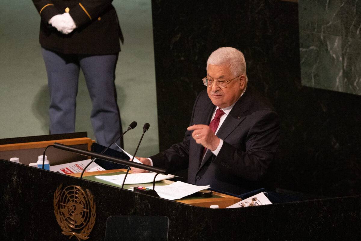 Presidente da Autoridade Palestina, Mahmoud Abbas [Jeenah Moon/Bloomberg via Getty Images]

