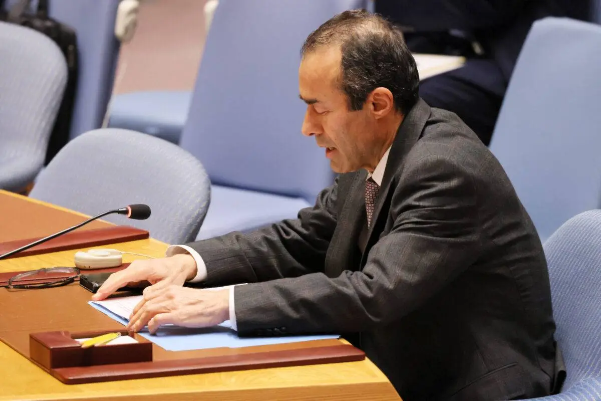 Khaled Khiari, secretário-geral adjunto da ONU para Oriente Médio, Ásia e Pacífico, durante sessão do Conselho de Segurança, na cidade de Nova York, em 17 de abril de 2023 [Michael M. Santiago/Getty Images]
